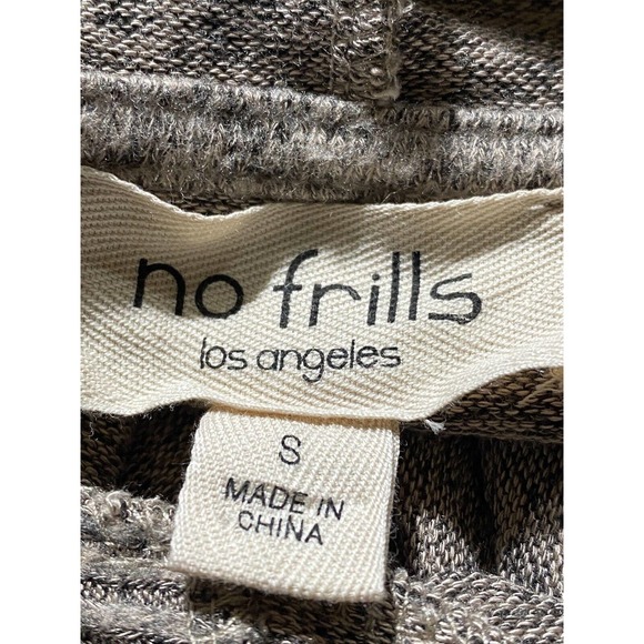 No Frills Womens Long Sleeve Soft Taupe Burnout Crop Drawstring Hoodie Size S - Picture 3 of 7